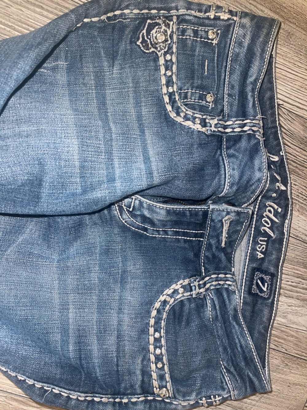 L.A. Idol Dark Blue Embellished Skinny Jeans for Women - Picture 3 of 5